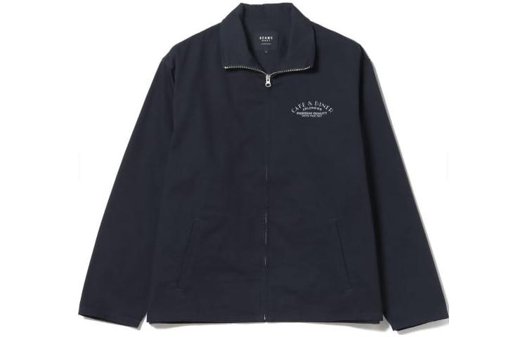 Beams Letter Print Zip-Up Polo Jacket Navy Blue (). 4218002814779