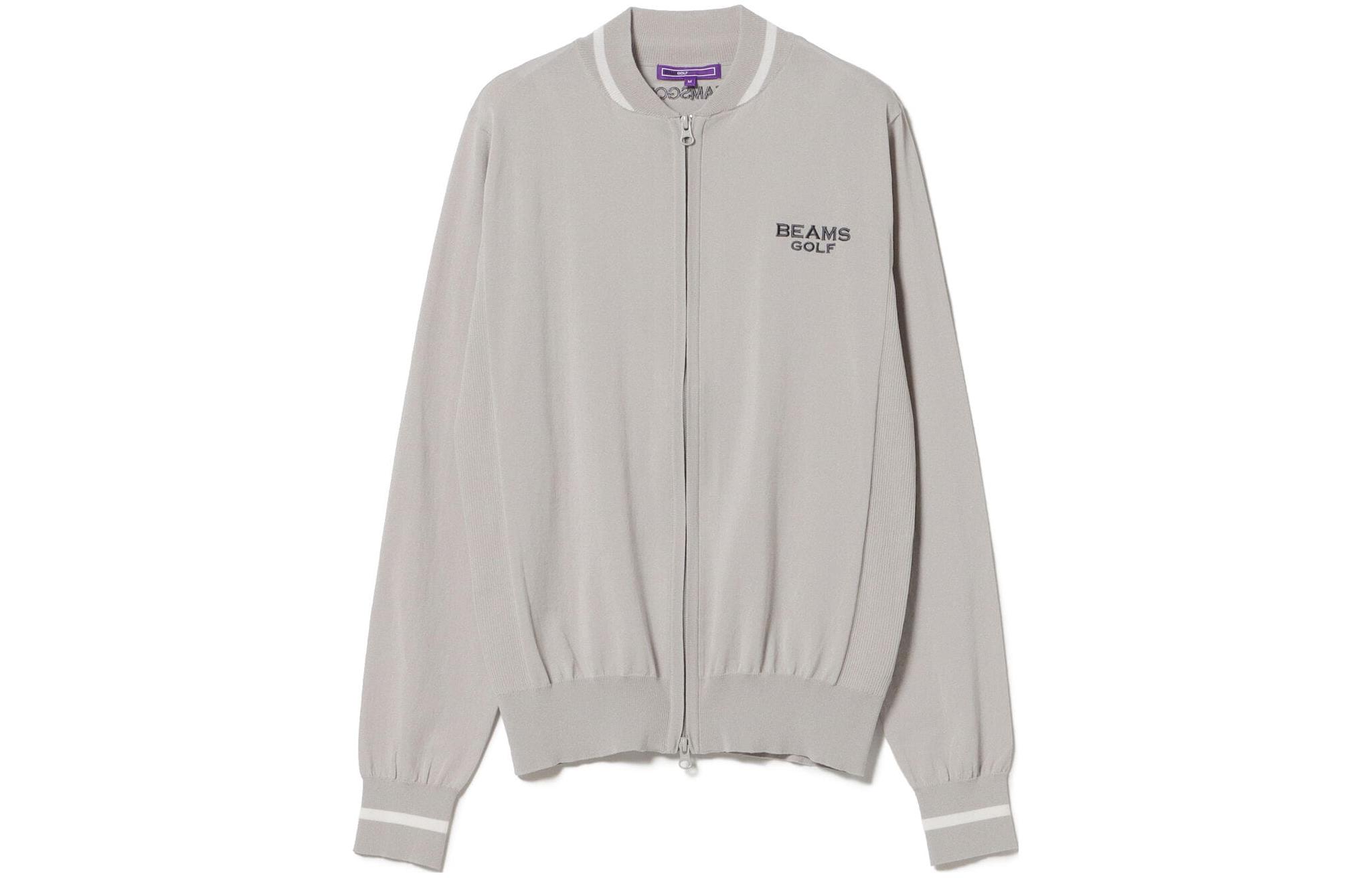 Beams Logo Embroidered Zip-Up Jacket - Gray 8415001064625