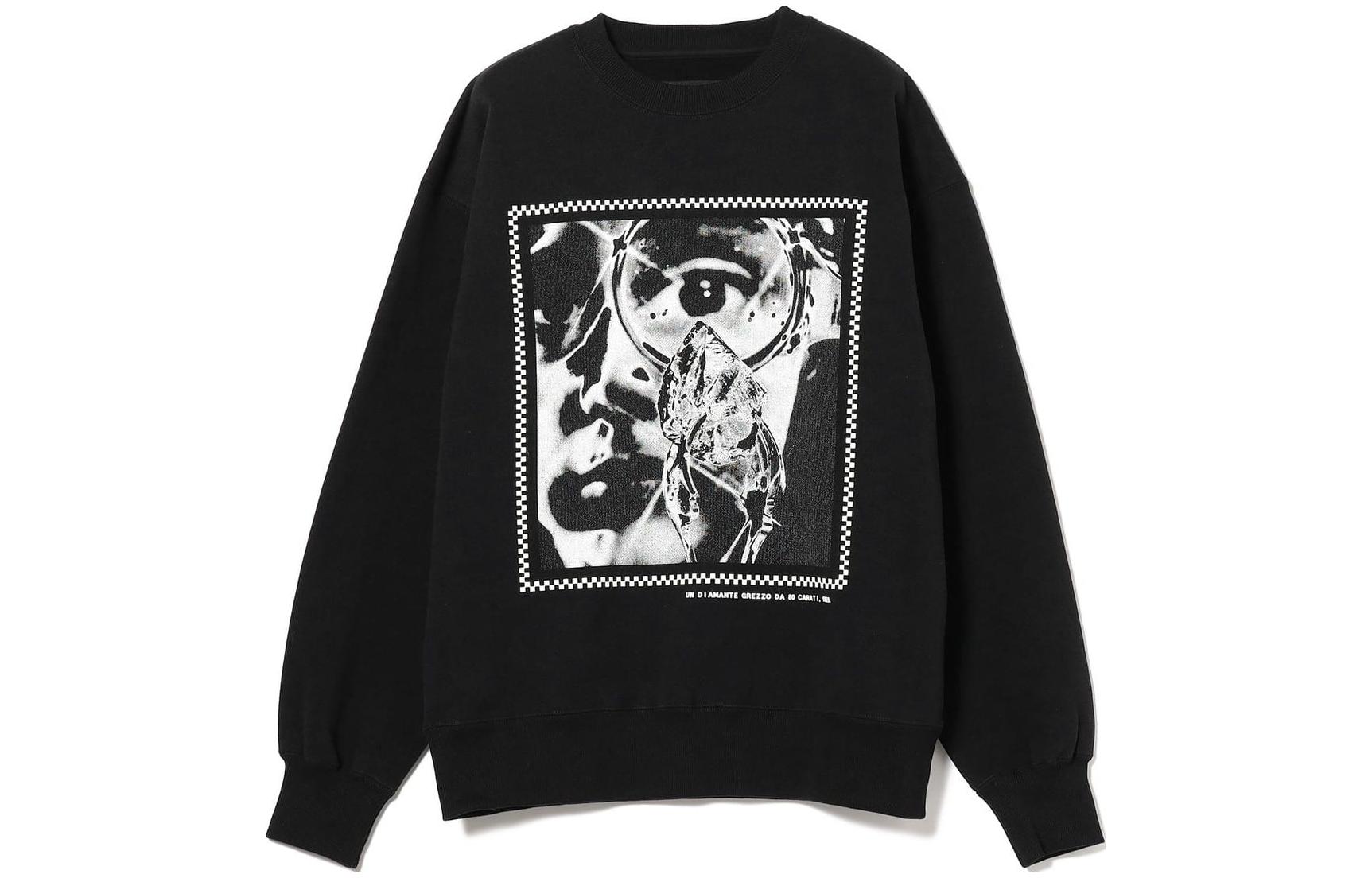 Beams Loose Fit Crewneck Sweatshirt with Graphic - Black 7513056314619
