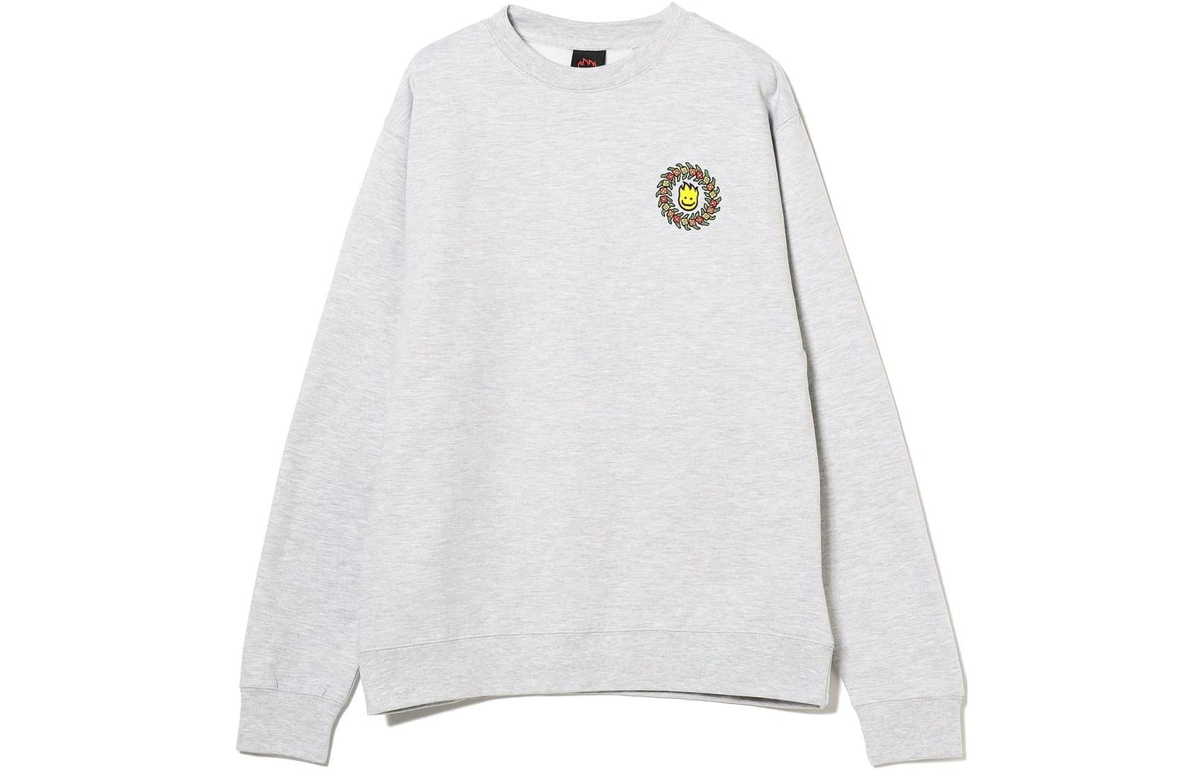Beams Loose Fit Floral Swirl Crewneck Pullover Sweatshirt Men Grey White. 11-13-0499-237