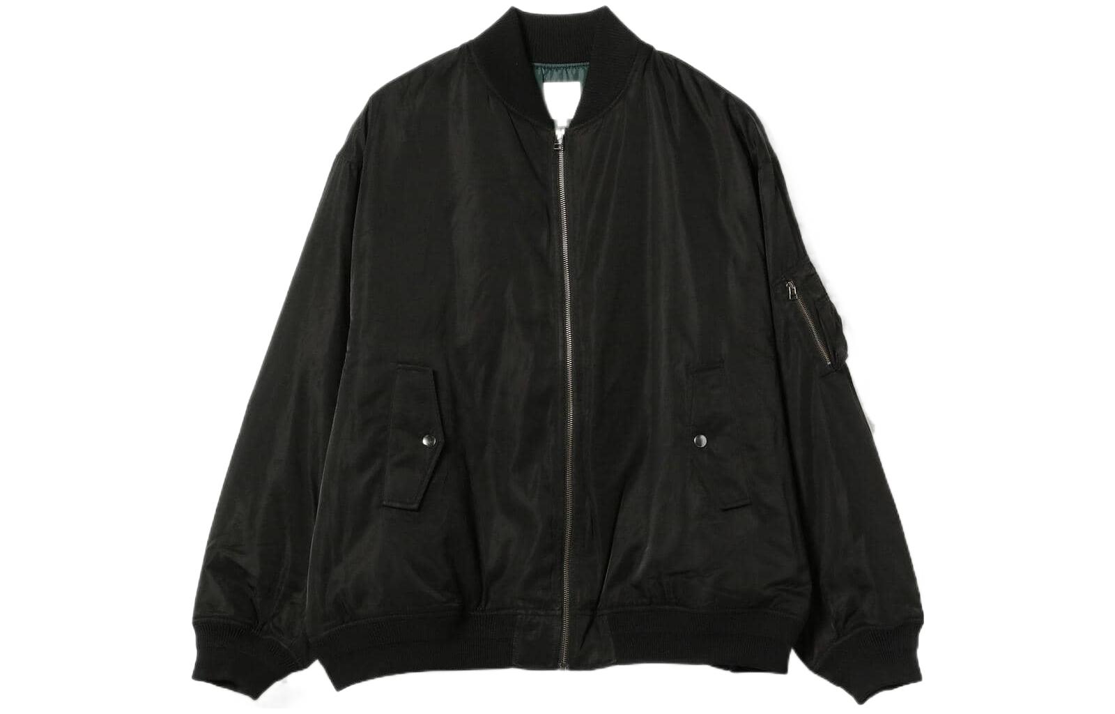 Beams MA-1 Solid Color Baseball Collar Zip Jacket Men 46-18-00-23-147