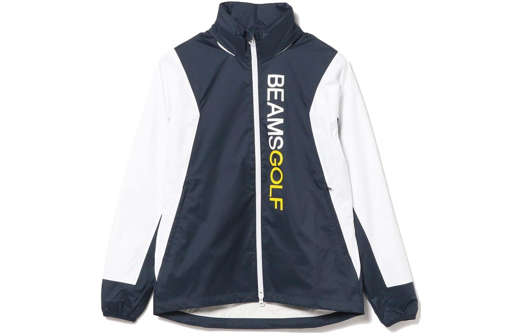 Beams Navy Blue High-Neck Letter Print Zip-Up Jacket 8219000633679