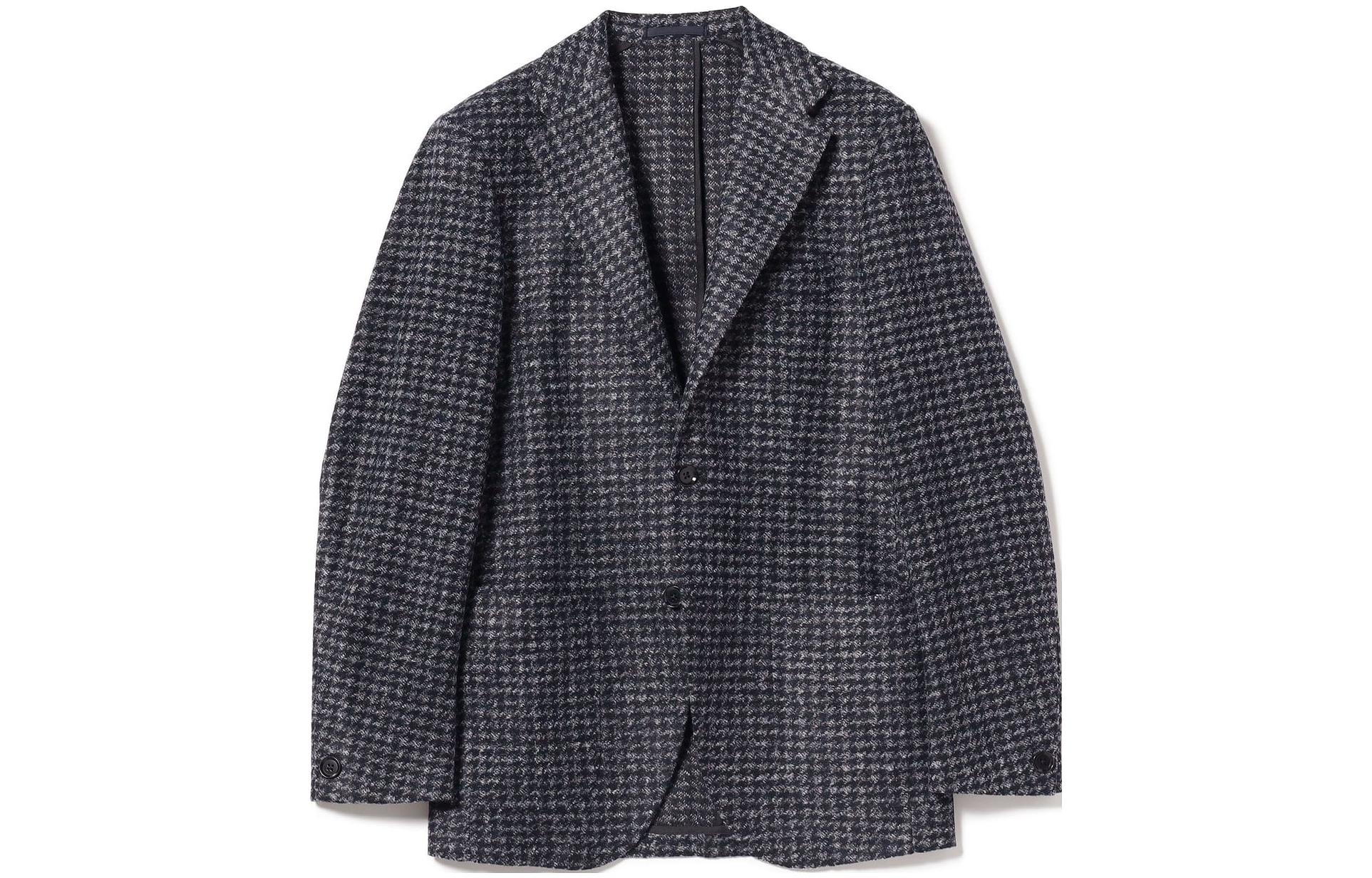 Beams Navy Blue Houndstooth Single-Breasted Long Sleeve Jacket 21-16-0316-015