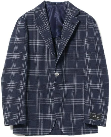 beams-navy-blue-plaid-print-full-button-long-sleeve-jacket-21-16-0178-015