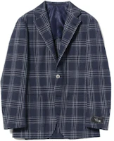 Beams Navy Blue Plaid Print Full Button Long Sleeve Jacket 21-16-0178-015 Beams Navy Blue Plaid Print Full Button Long Sleeve Jacket 21-16-0178-015