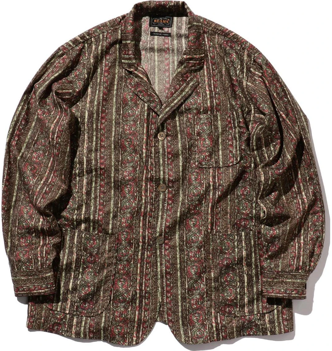 beams-olive-green-loose-fit-printed-button-up-jacket-3816009513967