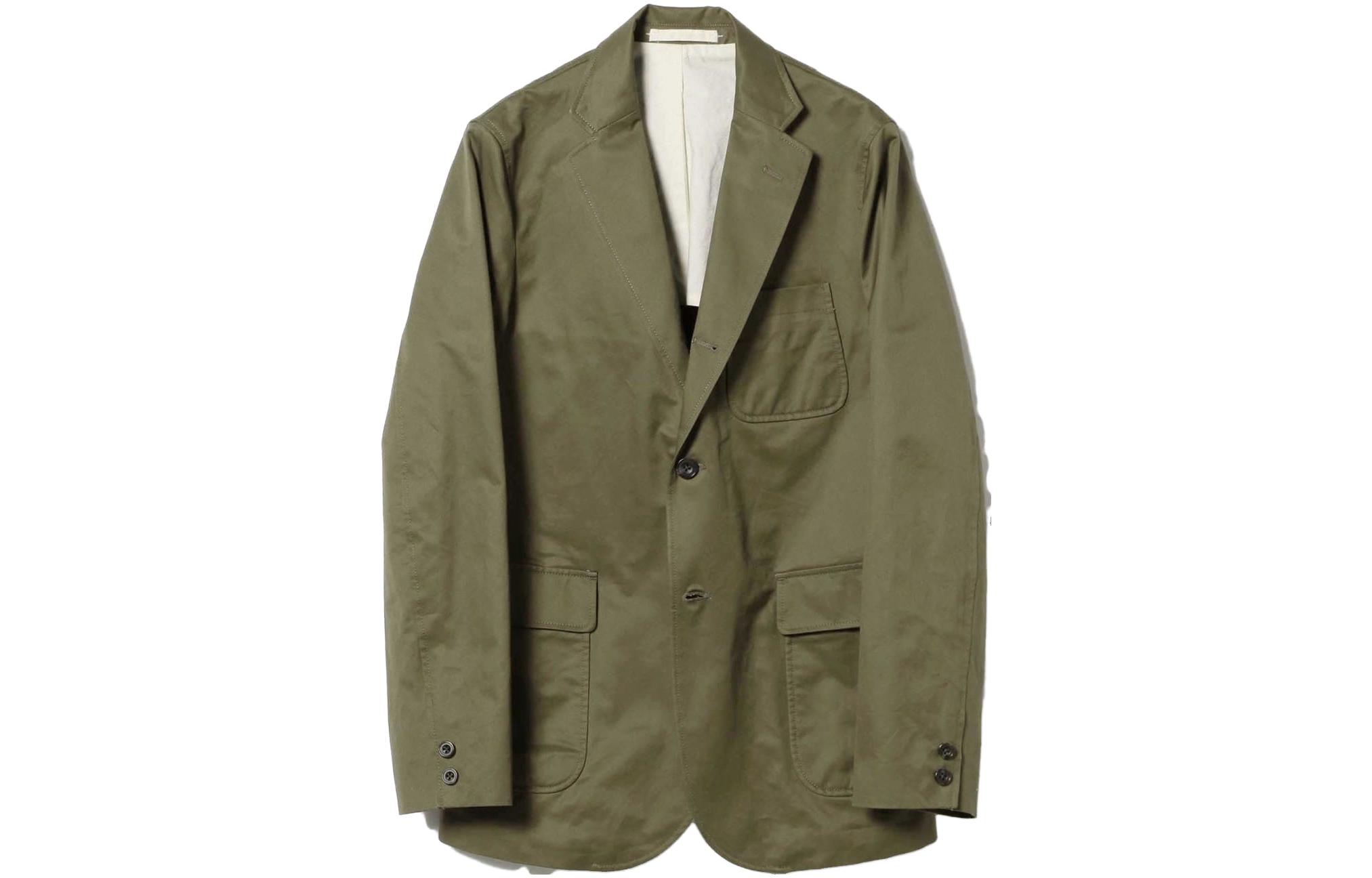 Beams Olive Green Single-Breasted Long-Sleeve Jacket 3816017780367