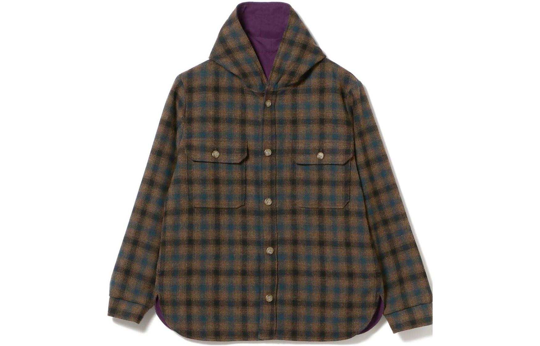 Beams Plaid Button-Up Long Sleeve Jacket for Men 11-18-554-1139