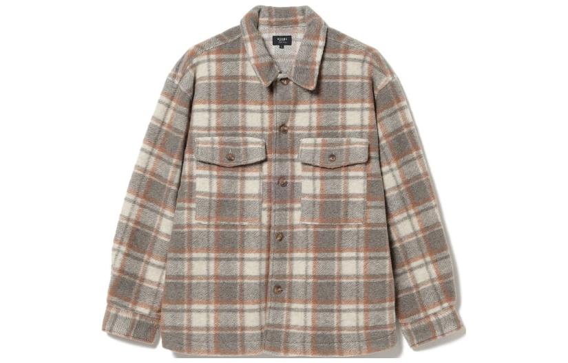 Beams Plaid Print Button-Up Long-Sleeve Jacket for Men 42-11-0037-803