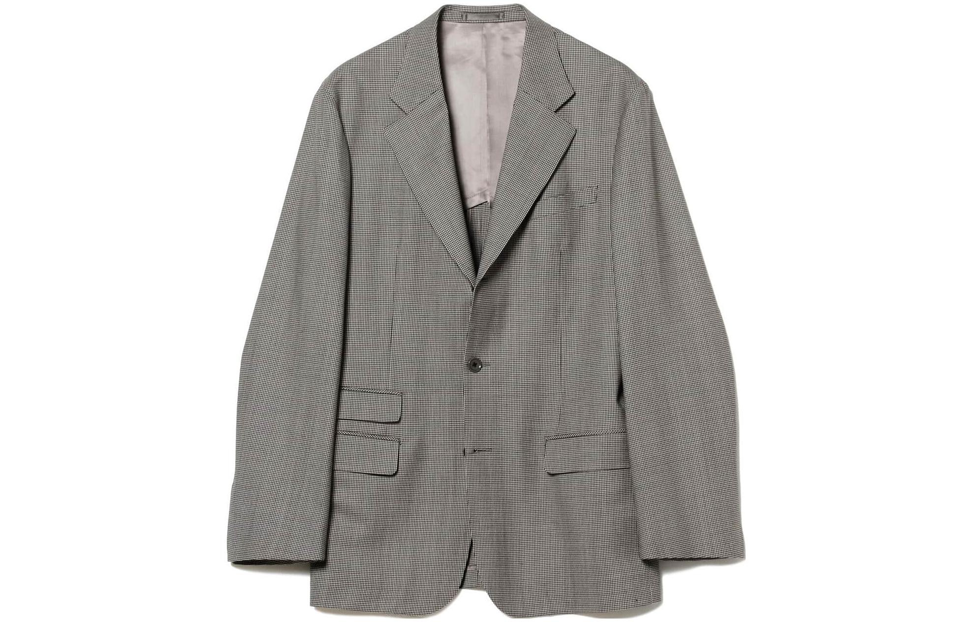 Beams Plaid Print Notched Collar Single-Breasted Long Sleeve Jacket 23-16-0024-693