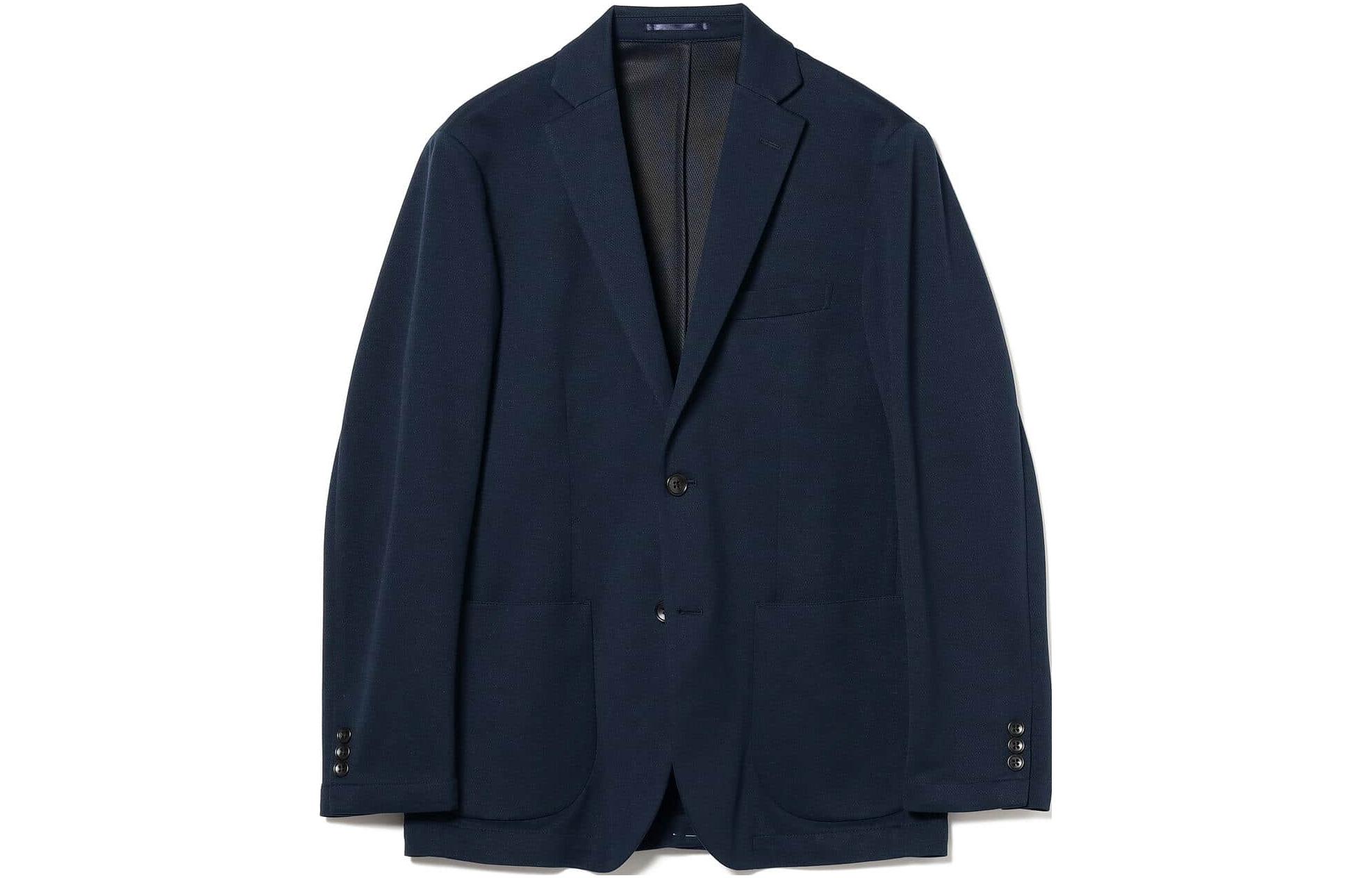 Beams Plain Single-Breasted Navy Blue Jacket for Men Long Sleeve 9116029127779