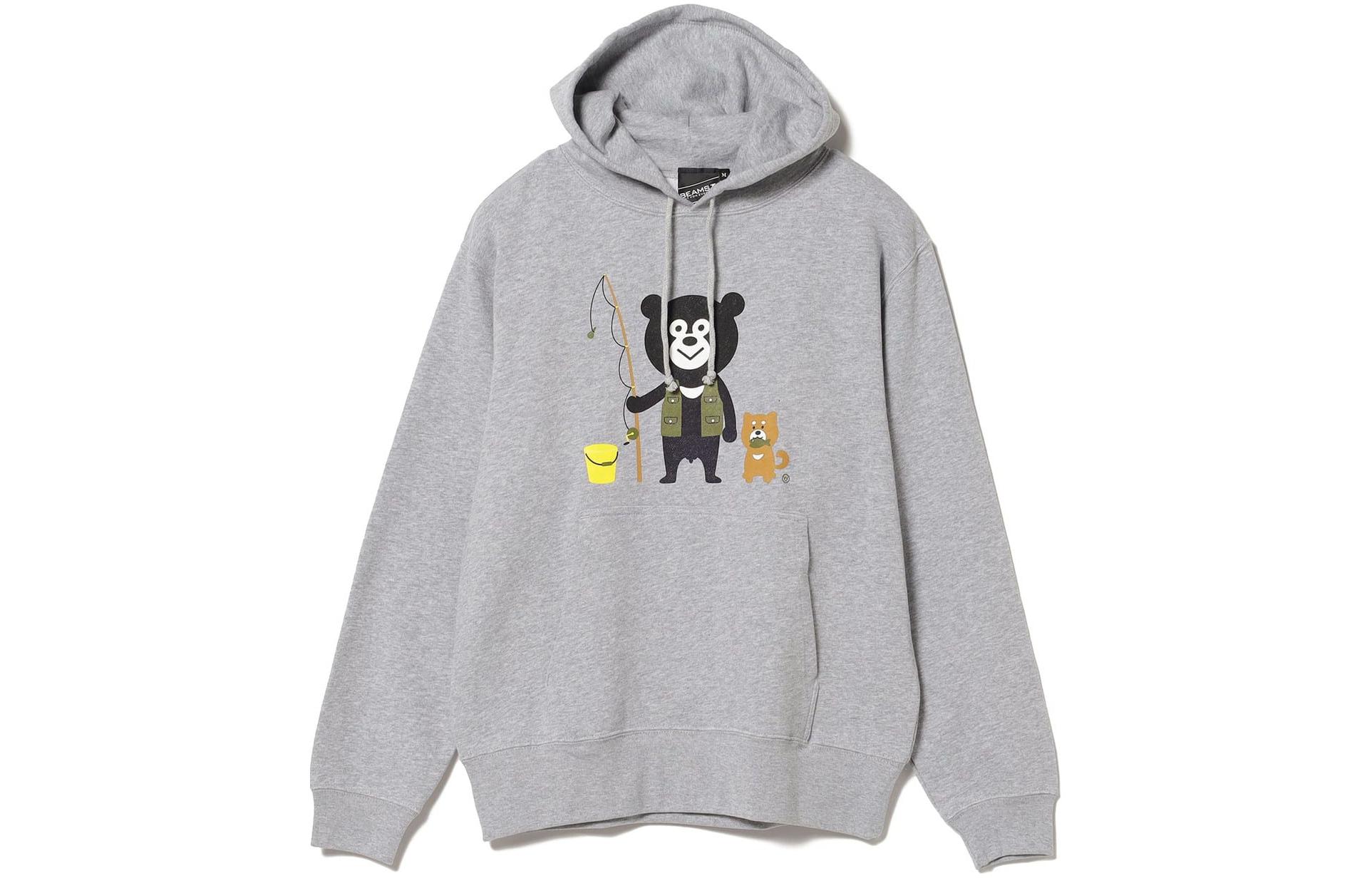Beams Printed Hoodie with Hood and Long Sleeves - Gray 7513047659115