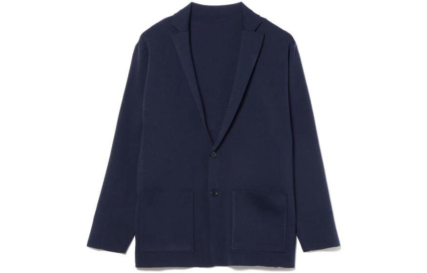 Beams Single-Breasted Long Sleeve Jacket with Pockets - Navy Blue 9116027438077