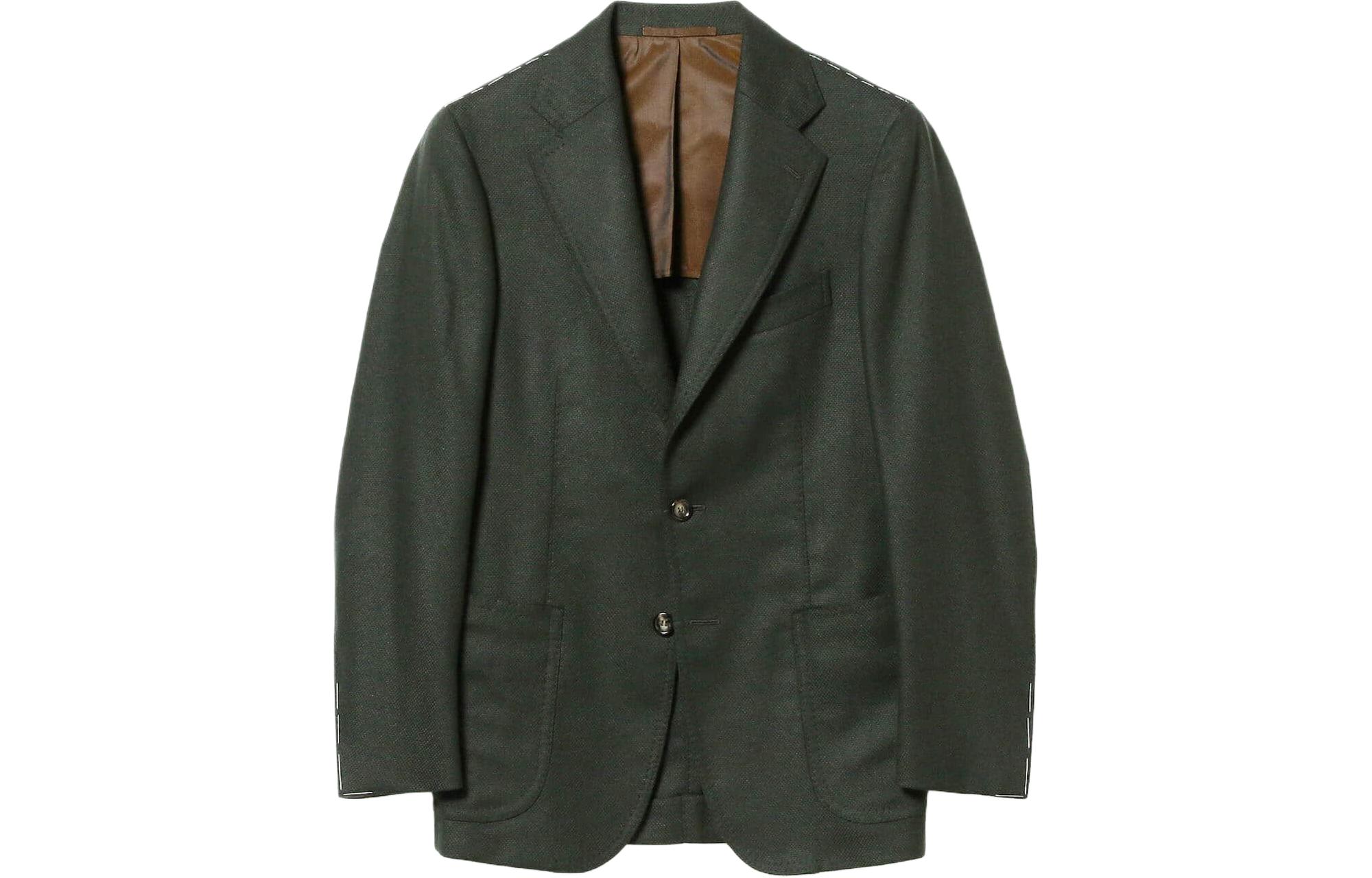 Beams Slim Fit Solid Single-Breasted Jacket Dark Green 21-16-19719-77