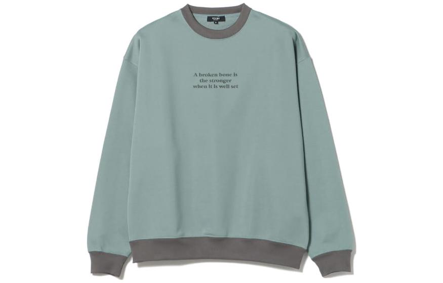 Beams Smoke Green Crewneck Sweatshirt with Letter Print. 4213056614761