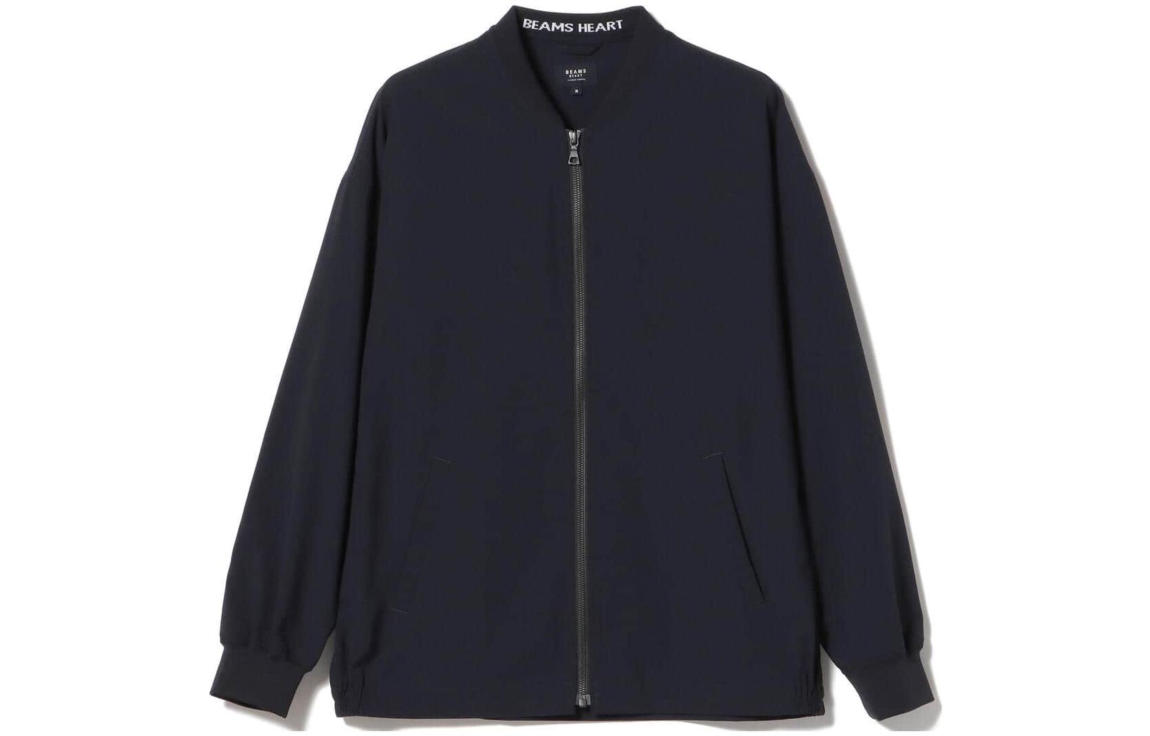 Beams Solid Baseball Collar Jacket Navy Blue 4218036241379