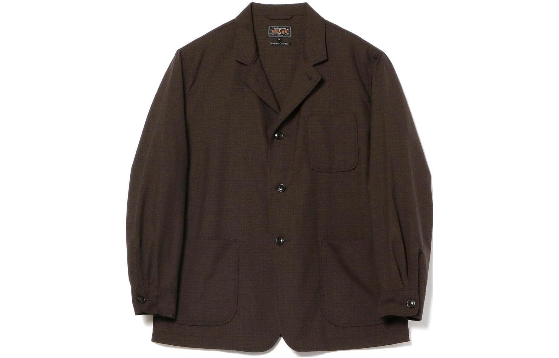 Beams Solid Color Brown Collared Jacket 3816021079128