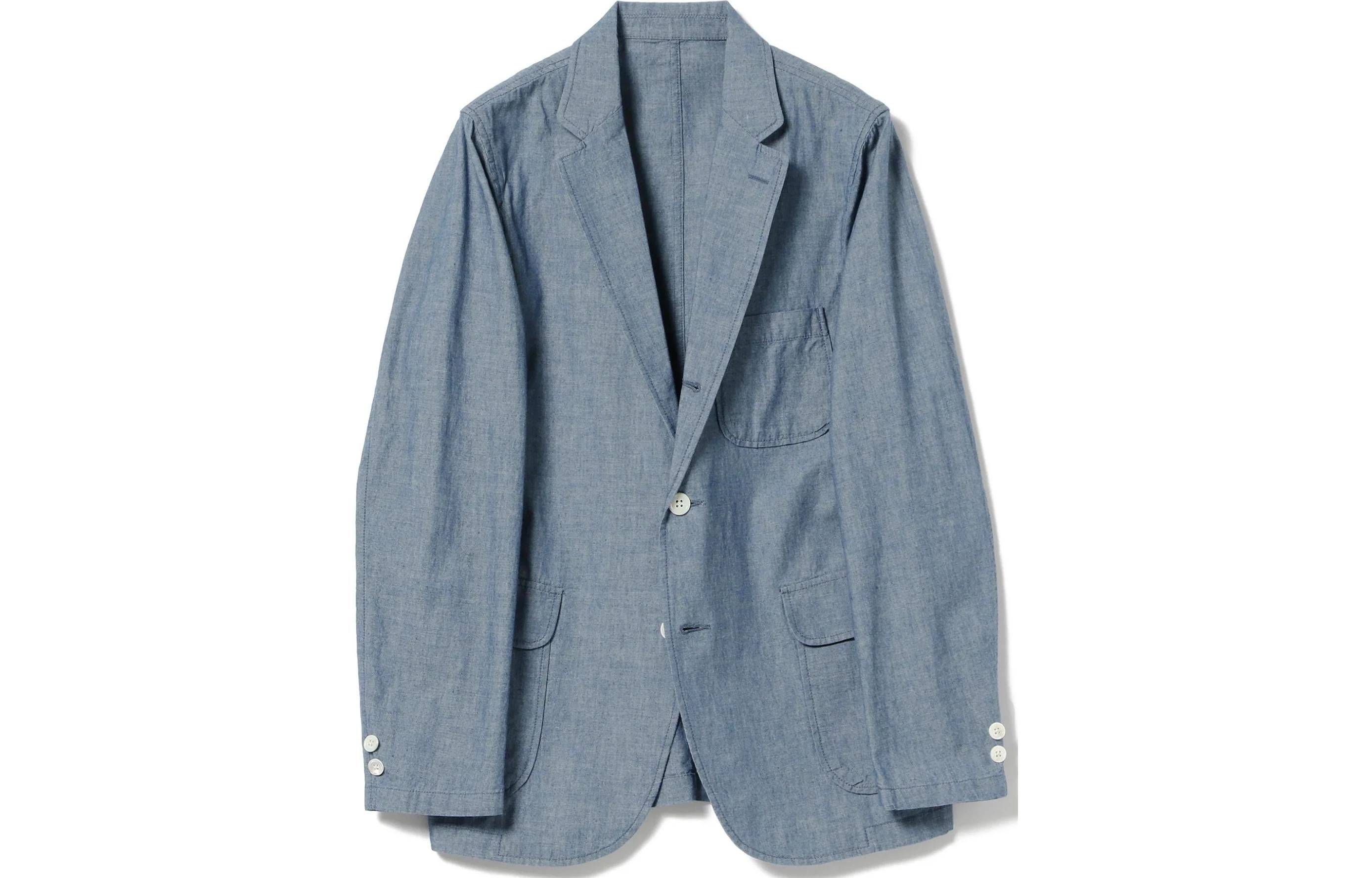 Beams Solid Color Button-Up Jacket Blue 3816019913975