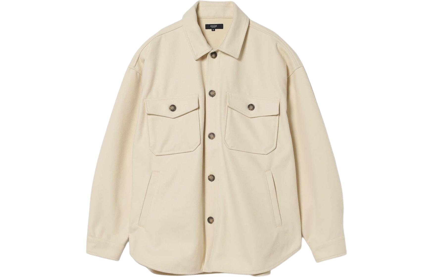 Beams Solid Color Button-Up Pocket Shirt Jacket 42-11-0045-247
