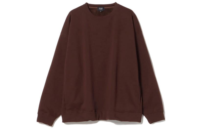 Beams Solid Color Crewneck Fleece Pullover Sweatshirt Men’s Dark Brown 4213054663929