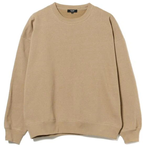 beams-solid-color-crewneck-long-sleeve-sweatshirt-beige-4213050522220