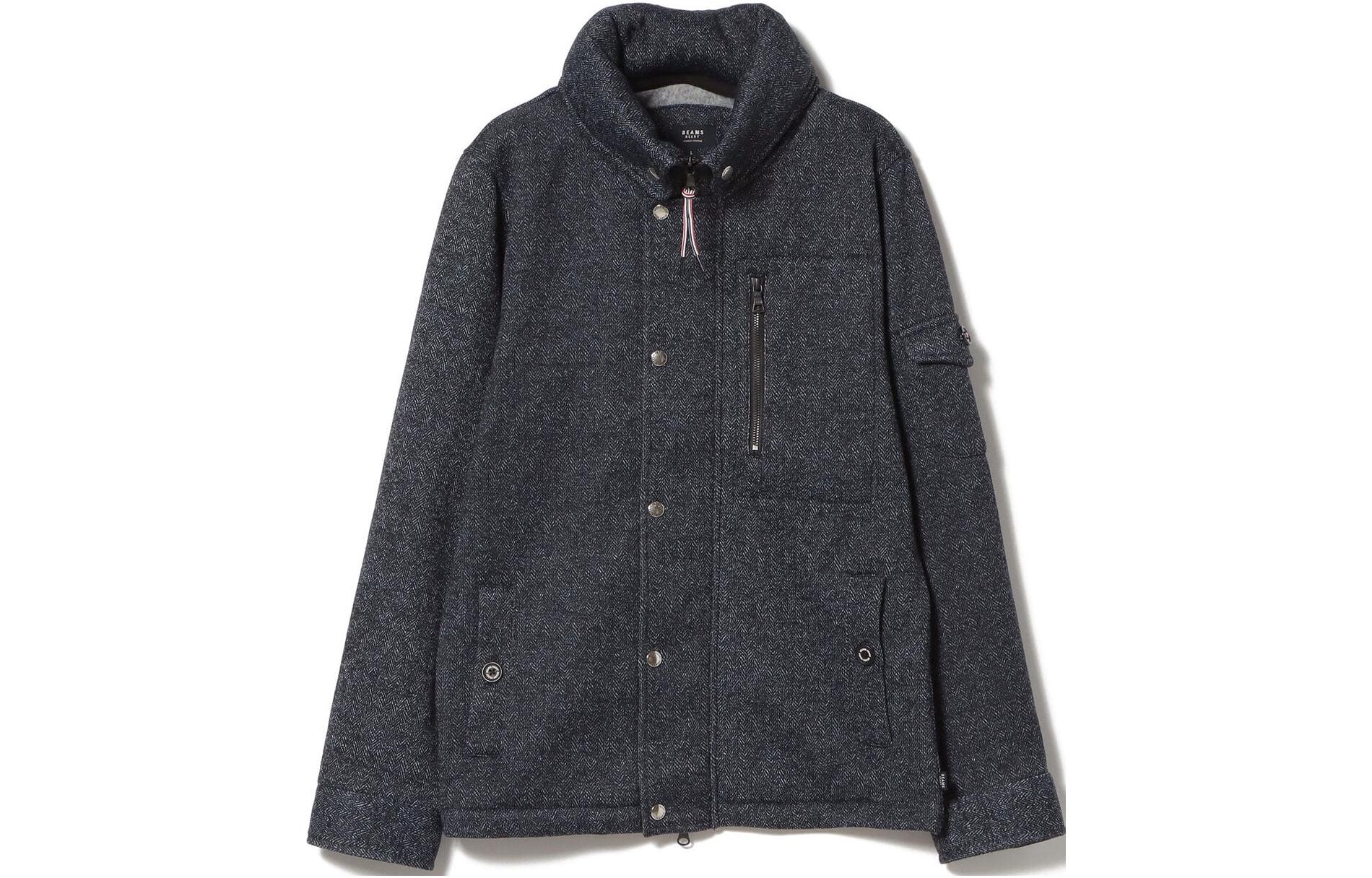 Beams Solid Color High-Neck Long-Sleeve Jacket Dark Gray 4213003314719