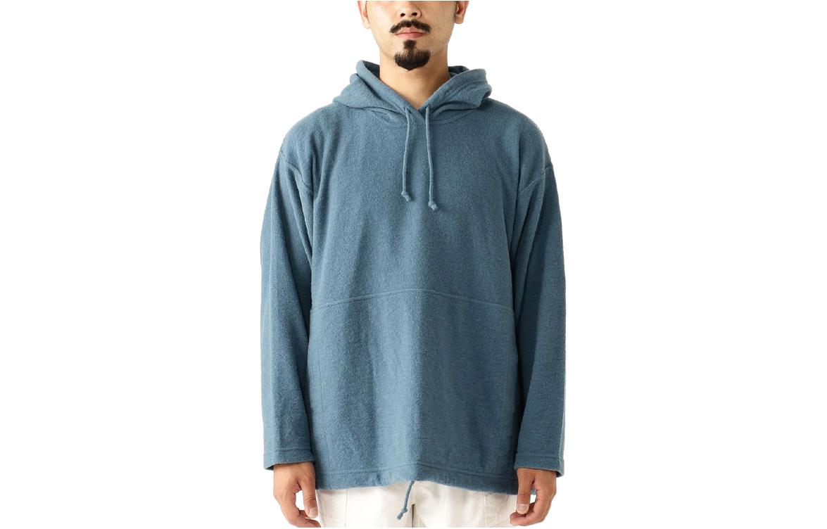 Beams Solid Color Loose Fit Hoodie Blue 3815011690575