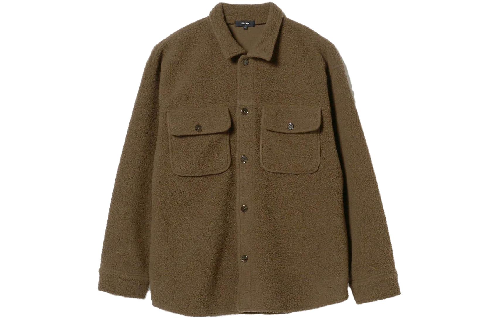 Beams Solid Color Loose Fit Long Sleeve Jacket Olive Green 4213049980367