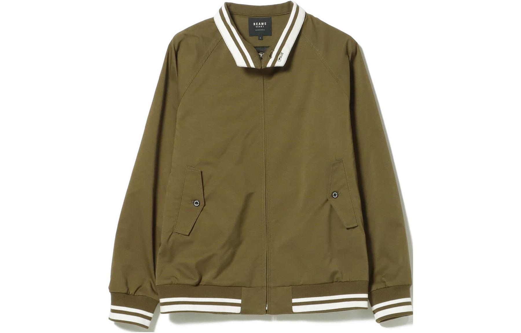 Beams Solid Color Stand Collar Long Sleeve Jacket Men’s Green 42-18-0035-413