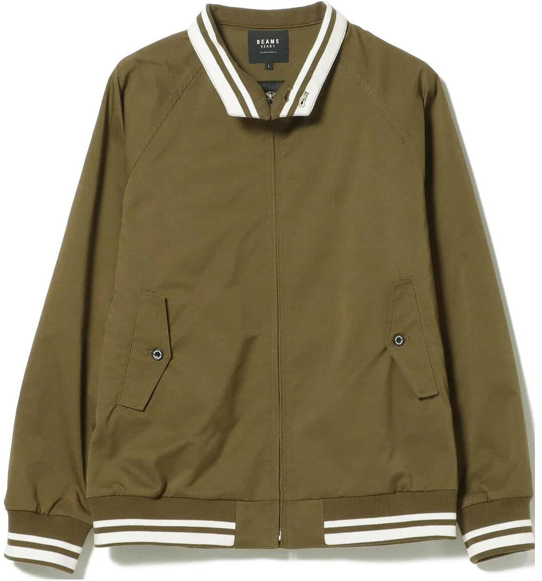 beams-solid-color-stand-collar-long-sleeve-jacket-men-s-green-42-18-0035-413