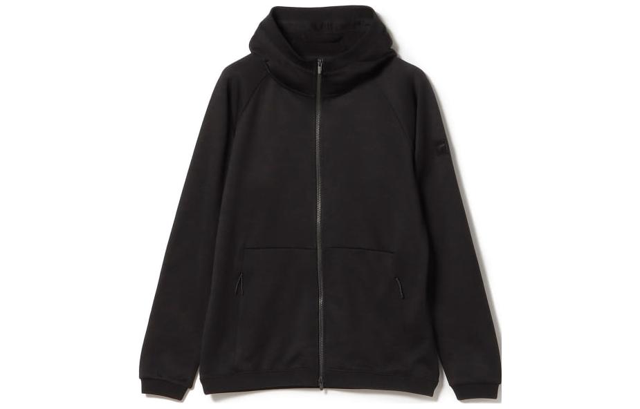 Beams Solid Color Zip-Up Hoodie - Black 8413000244419