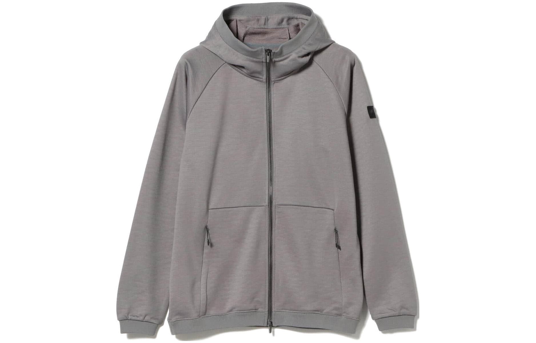 Beams Solid Color Zip-Up Hoodie in Gray. 8413000244415