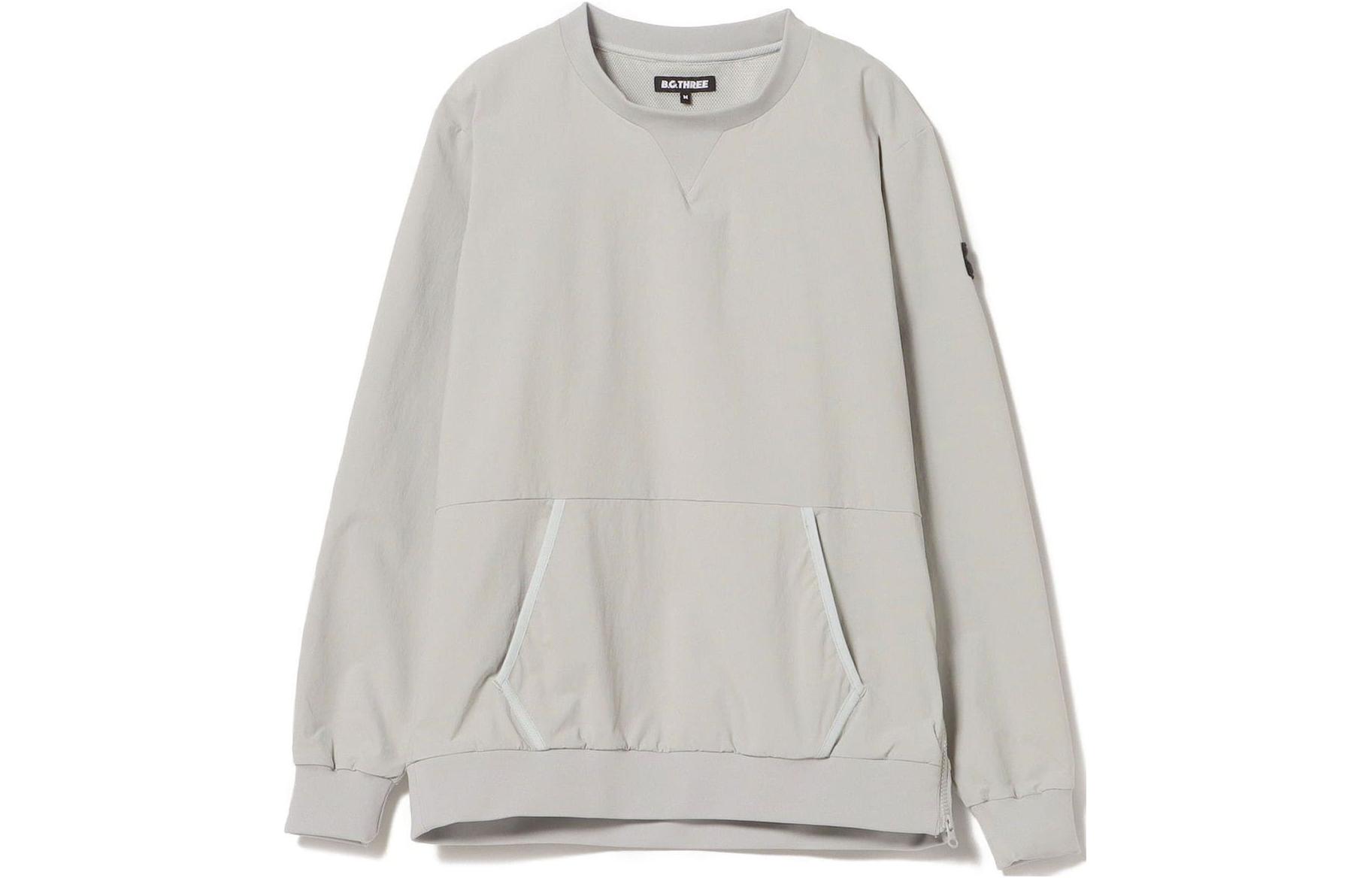 Beams Solid Crewneck Loose Fit Long Sleeve Sweatshirt Grey (). 84180010336-15