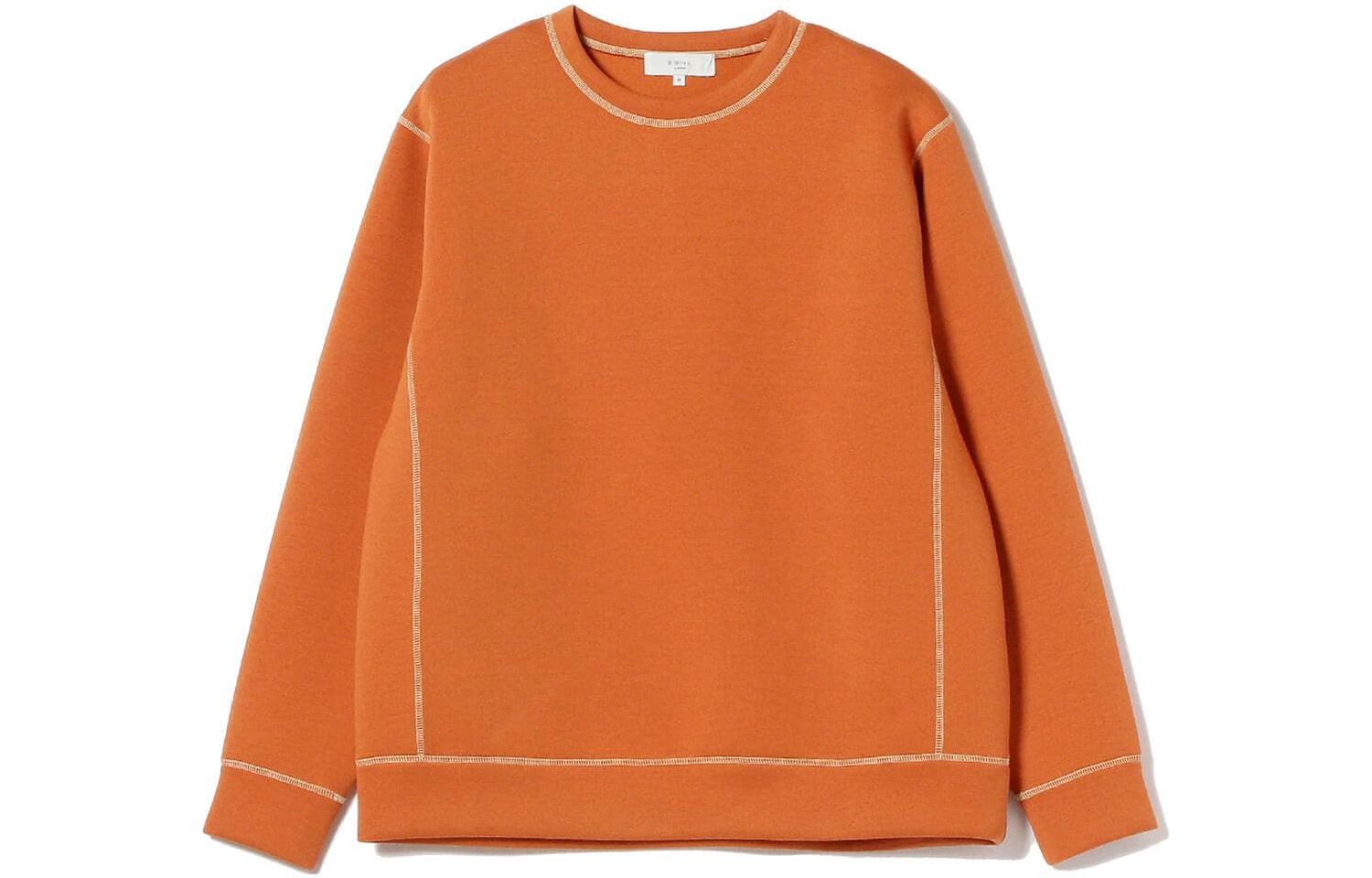 Beams Solid Orange Crewneck Pullover Sweatshirt Long Sleeve 9213028914745