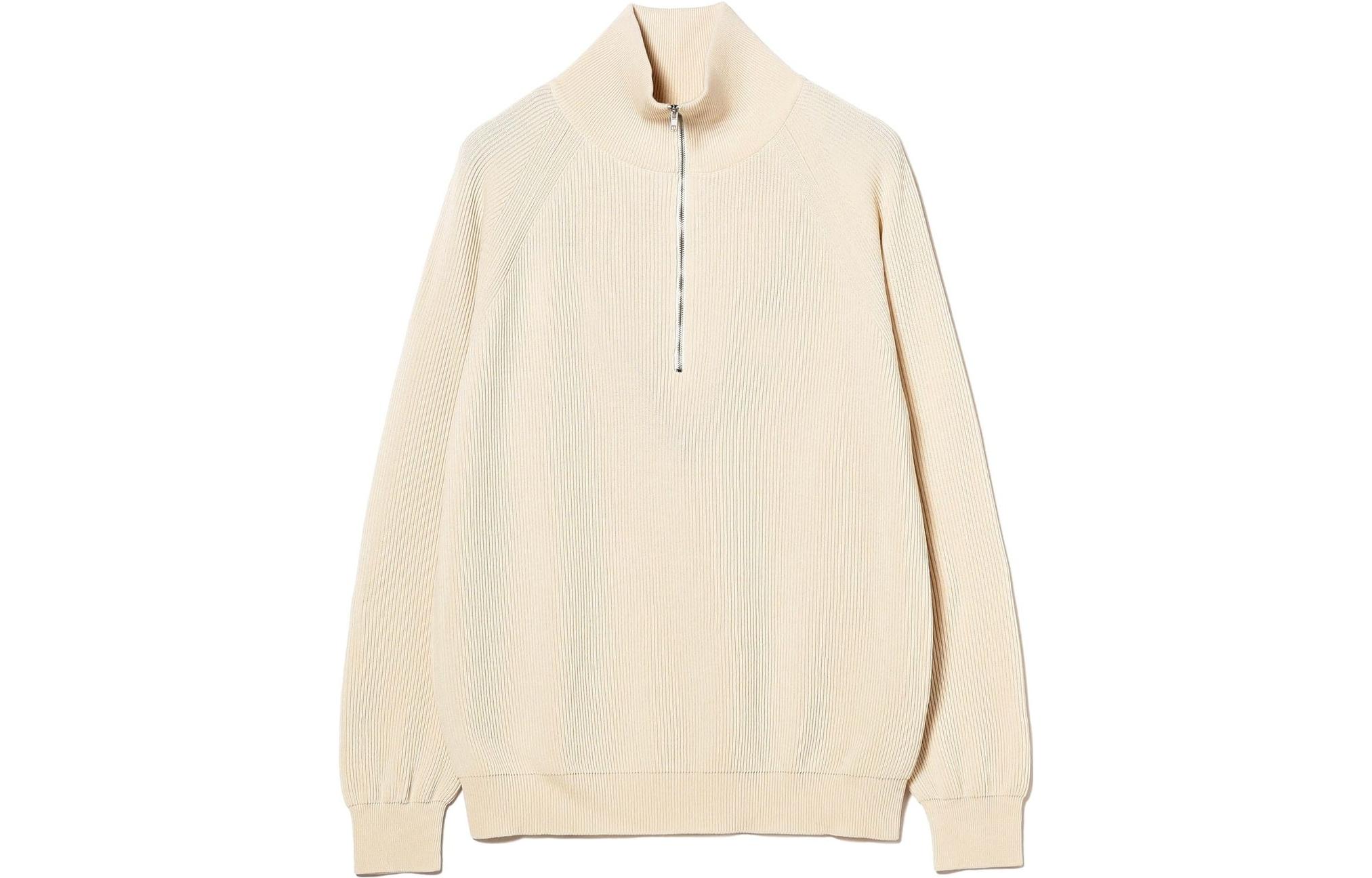 Beams Solid Wool Half-Zip Stand Collar Sweatshirt 38-15-0185-905