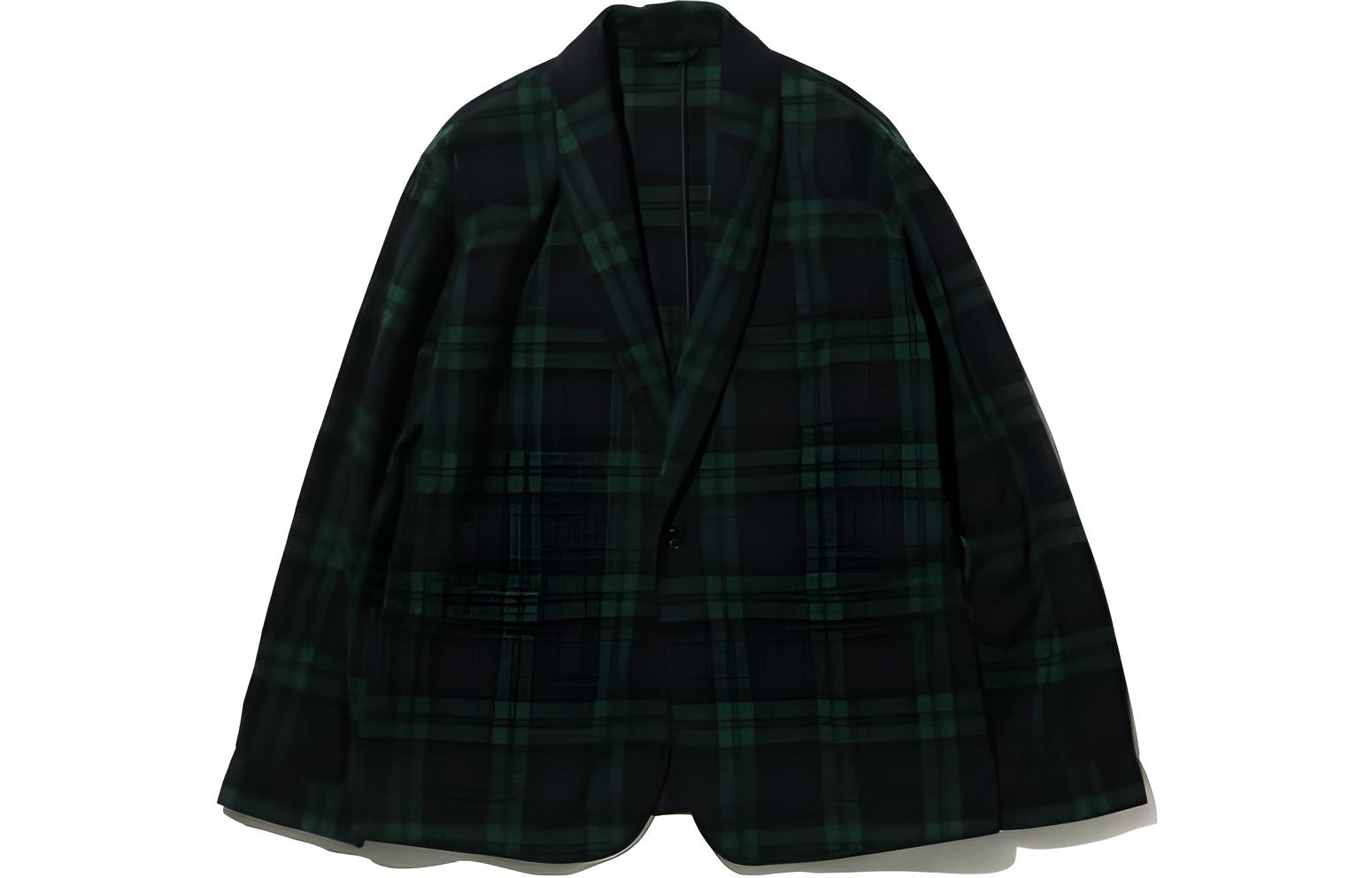 Beams SS23 Black Checkered Lapel Single-Breasted Long Sleeve Jacket 3816038980390