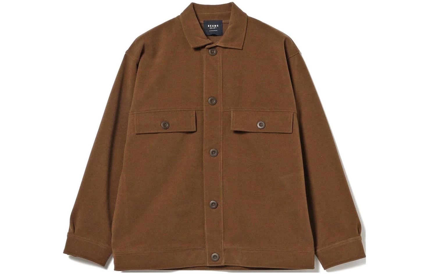 Beams SS23 Brown Solid Color Button-Up Collar Long Sleeve Jacket 4213049713828