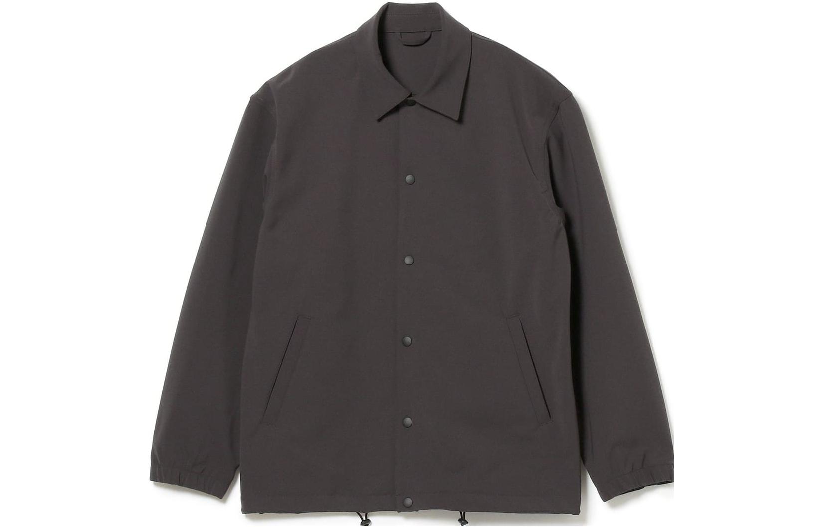 Beams SS23 Charcoal Gray Solid Long Sleeve Jacket with Notched Collar - . 9118002980317