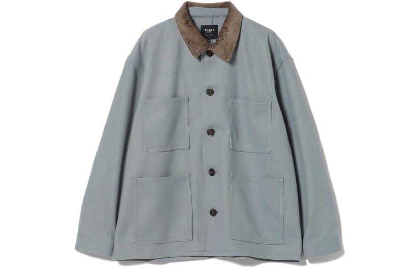 Beams SS23 Classic Smoky Blue Multi-Pocket Button-Up Lightweight Shirt Jacket Men 4211065828671