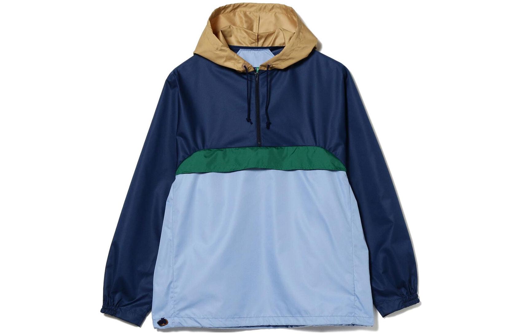 Beams SS23 Colorblock Half-Zip Hoodie Jacket Blue 38-18-0245-063