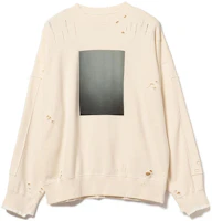 Beams SS23 Distressed Long-Sleeve Pullover Sweatshirt Off-White 23-13-0030-691 Beams SS23 Distressed Long-Sleeve Pullover Sweatshirt Off-White 23-13-0030-691