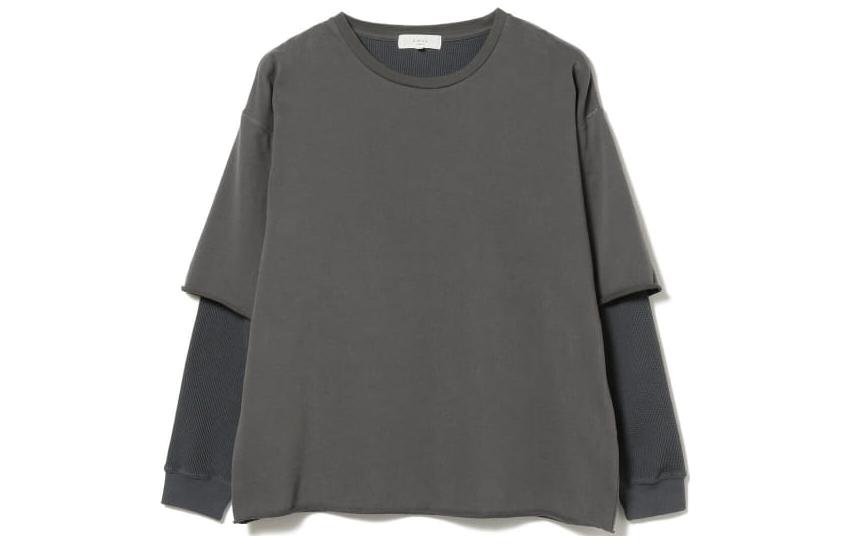Beams SS23 Faux Layered Crewneck Pullover Sweatshirt Charcoal () 9213024880317