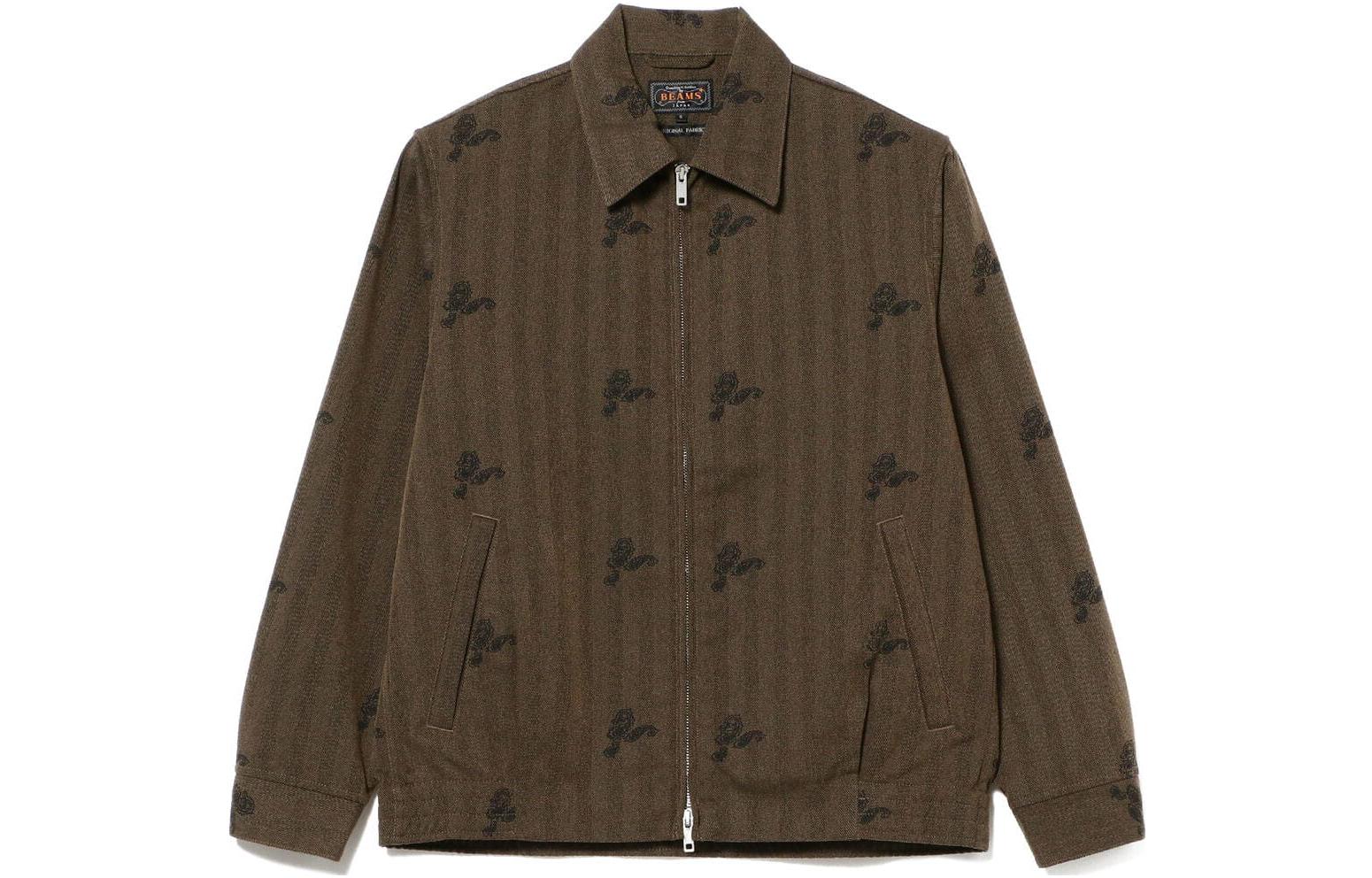 Beams SS23 Full-Print Zip-Up Jacket for Men 38-18-0128-791