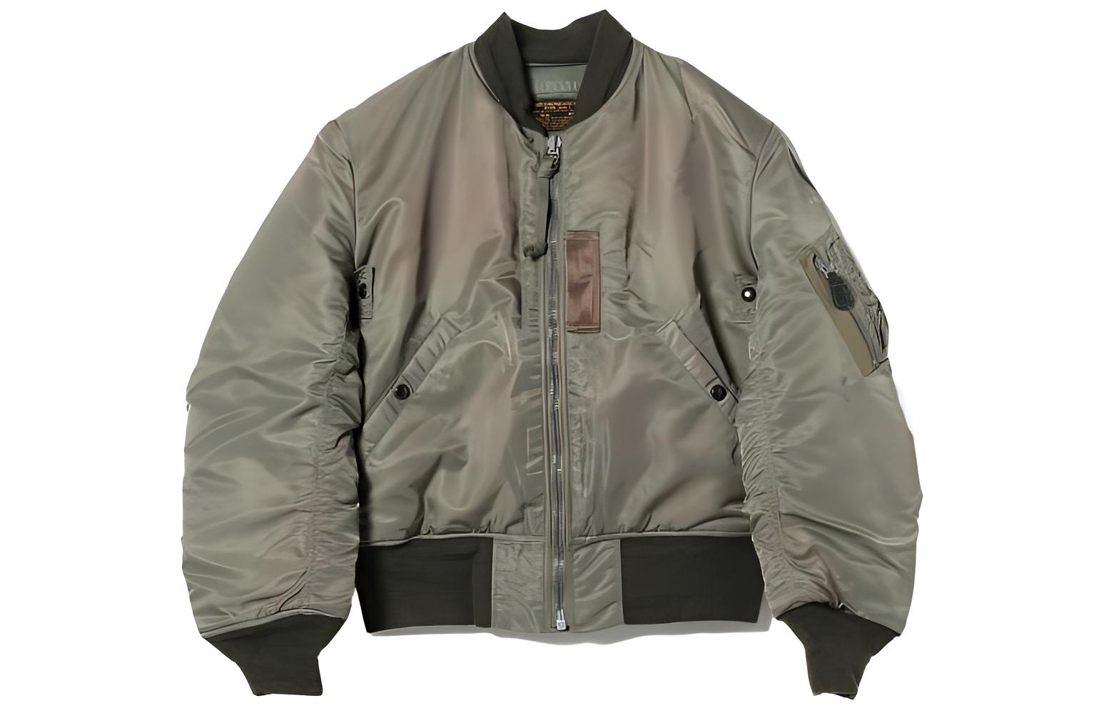 Beams SS23 Gradient Bomber Jacket Military Green Long Sleeve Zip-Up 11-18-4963-086