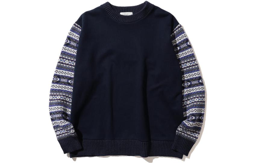 Beams SS23 Navy Blue Crewneck Pullover Relaxed Fit Long Sleeve Sweatshirt Men 9213002528679