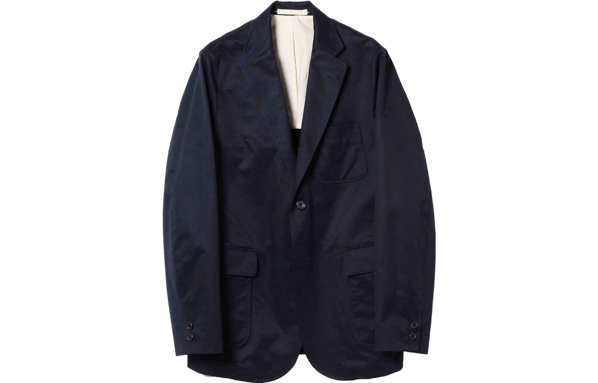 Beams SS23 Navy Solid Slim Fit V-Neck Single-Breasted Jacket Men 3816017780379
