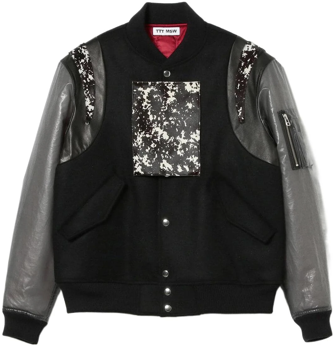 beams-ss-23-patchwork-baseball-collar-snap-button-jacket-black-11-18-6320-422