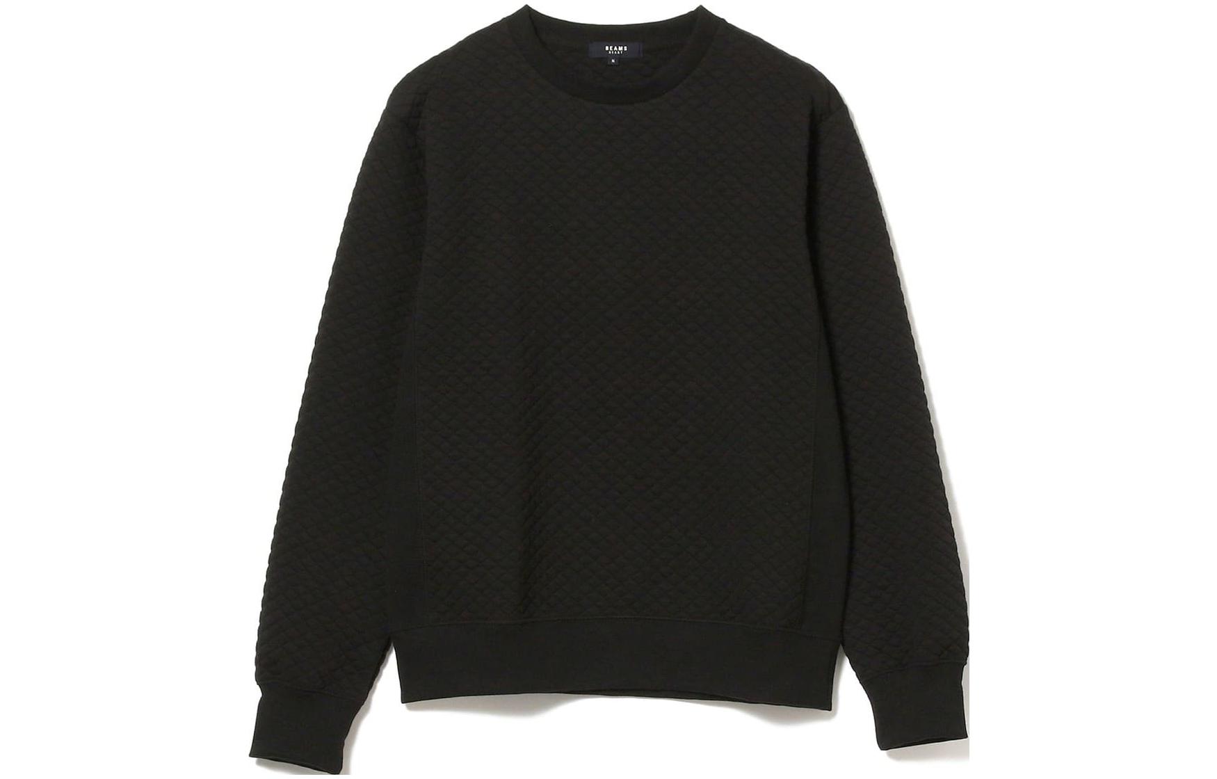 Beams SS23 Solid Color Crewneck Pullover Sweatshirt Black 4213024481919