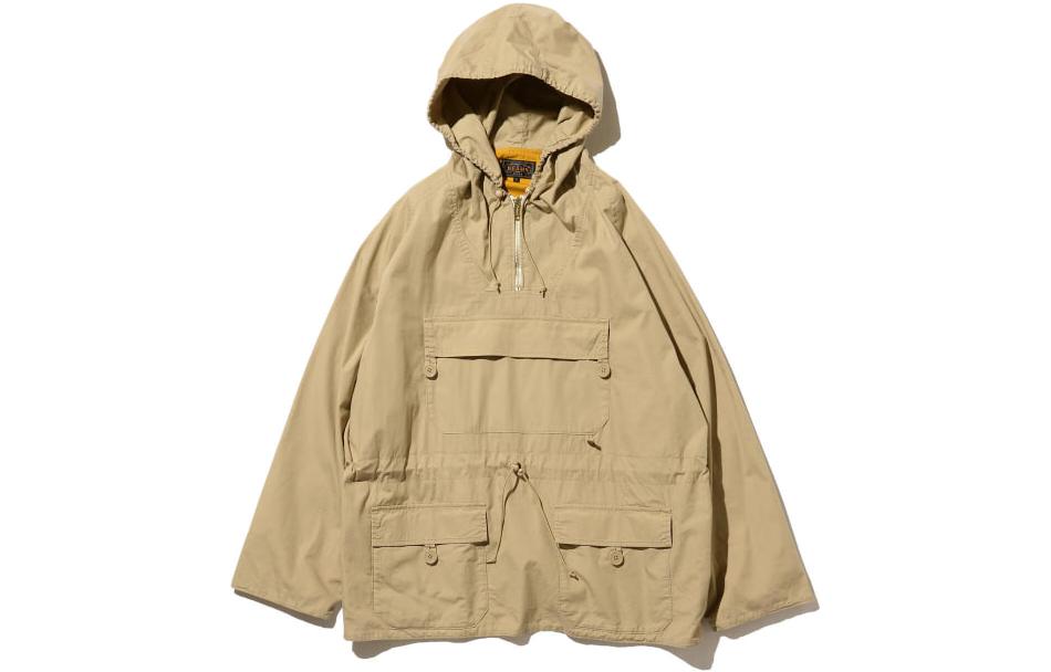 Beams SS23 Solid Color Half-Zip Multi-Pocket Hooded Jacket 38-18-0281-139