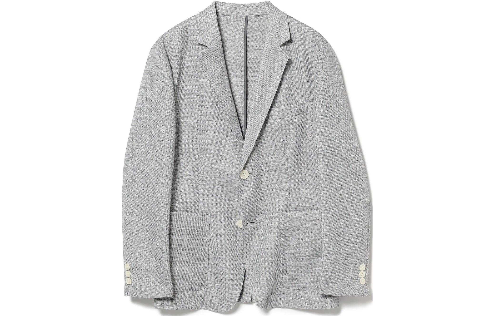 Beams SS23 Solid Gray Single-Breasted Long-Sleeve Jacket 4116002045415